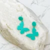 Acrylic Butterfly Dangle Earrings - Mint