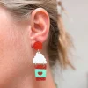 Acrylic Hot Coco Dangle Earrings - Red