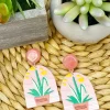 Aloe Plant Printed Acrylic Dangle Earrings