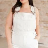 Anna High Rise Garment Dyed Cutoff Shortalls in Ecru by Judy Blue