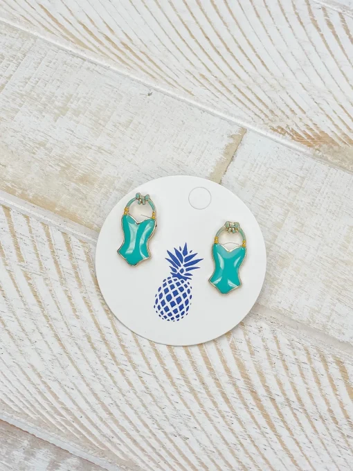 Aqua Swimsuit Signature Enamel Studs by Prep Obsessed