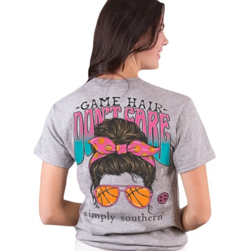 Basketball 'Game Hair Don't Care' Short Sleeve Tee by Simply Southern