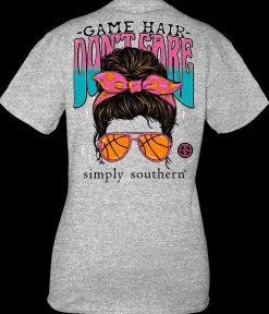 Basketball 'Game Hair Don't Care' Short Sleeve Tee by Simply Southern