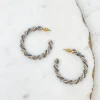 Beaded Twist Hoop Earrings - Gray