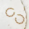 Beaded Twist Hoop Earrings - Mauve