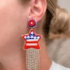 Beaded USA Star Tassel Drop Earrings