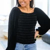 Believe In Miracles Smocked Velvet Top In Black