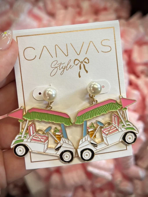Bella Enamel Golf Cart Earrings