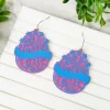 Blooming Floral 'Happy Easter' Egg Dangle Earrings - Blue