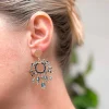 Blue Beaded Burst Dangle Earrings