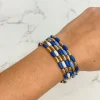 Blue Rice Bead Stretch Bracelet Set