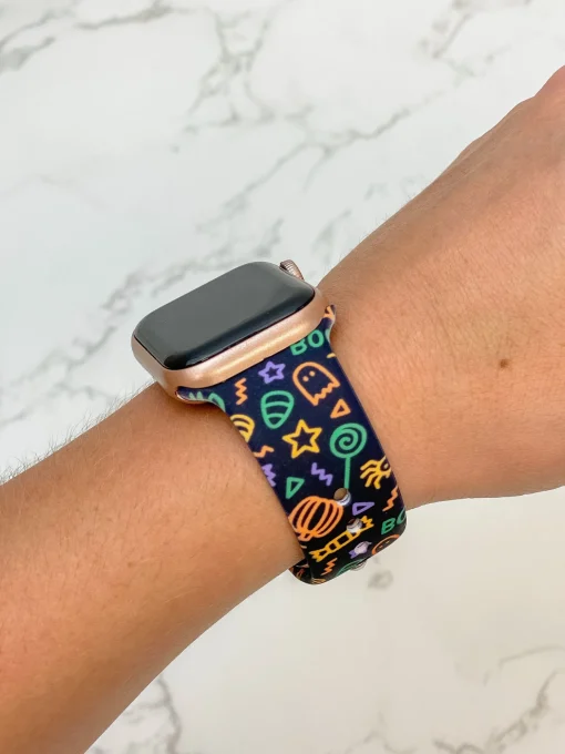 'BOO' Neon Printed Silicone Smart Watch Band