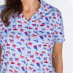 Boots n' Bows Short Sleeve Button Up Sleep Shirt