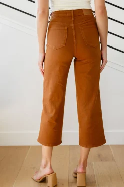 Briar High Rise Control Top Wide Leg Crop Jeans in Camel by Judy Blue