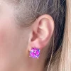 Butterfly Glass Stud Earrings - Fuchsia