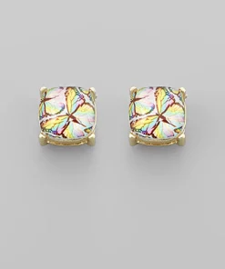 Butterfly Glass Stud Earrings - Multi