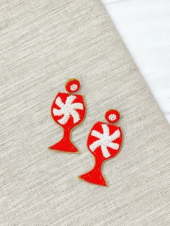 Candy Cane Cocktail Beaded Dangle Earrings
