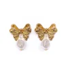 Cecilia Bow Earrings in Pearl