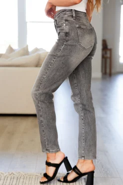 Charlotte High Rise Stone Wash Slim Jeans in Gray by Judy Blue