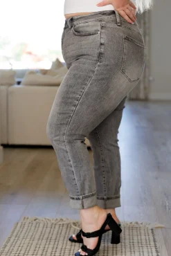 Charlotte High Rise Stone Wash Slim Jeans in Gray by Judy Blue