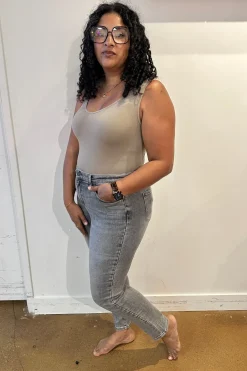 Charlotte High Rise Stone Wash Slim Jeans in Gray by Judy Blue