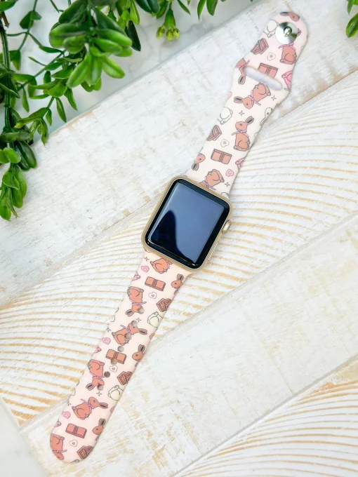 Chocolate Bunny Printed Silicone Smart Watch Band