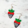 Chocolate Strawberry Clay Dangle Earrings