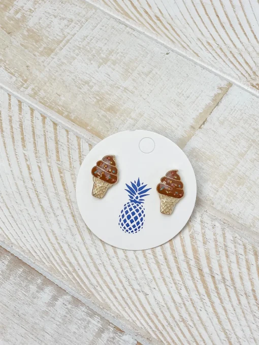 Chocolate Swirl Ice Cream Cone Signature Enamel Studs by Prep Obsessed