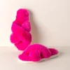 Christina Fuzzy Criss-Cross Slippers - Magenta