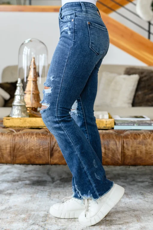 Christine High Contrast Slim Bootcut Destroyed Jeans by Judy Blue