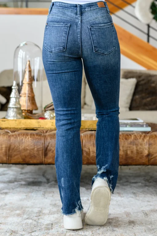 Christine High Contrast Slim Bootcut Destroyed Jeans by Judy Blue