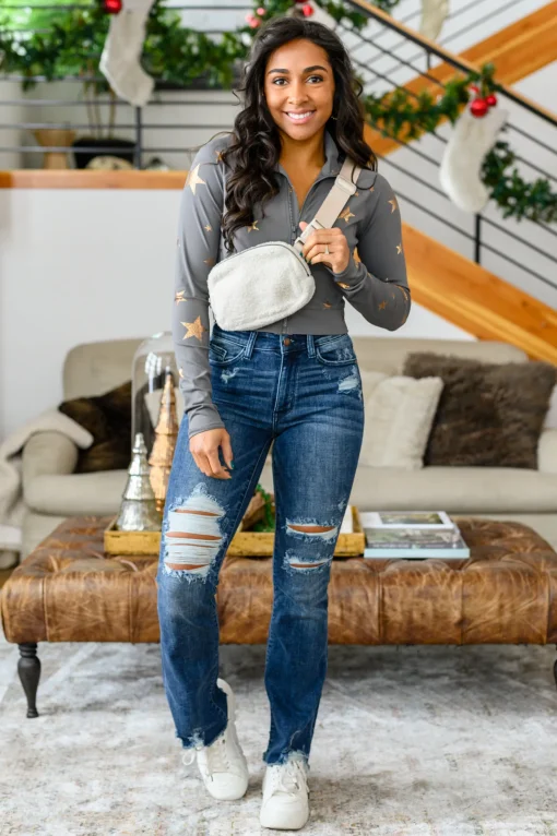 Christine High Contrast Slim Bootcut Destroyed Jeans by Judy Blue