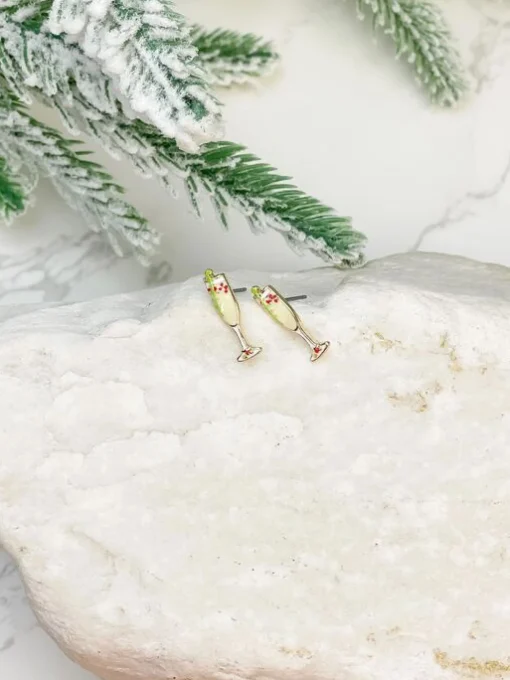 Christmas Bubbly Enamel Stud Earrings by Prep Obsessed