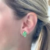 Christmas Cactus Signature Enamel Stud Earrings