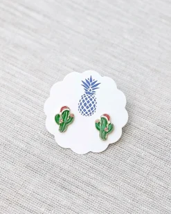 Christmas Cactus Signature Enamel Stud Earrings