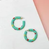 Clay Flower Hoop Earrings - Mint