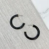 Color Pop Enamel Hoop Earrings - Black