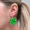 Confetti Glitter Clover Dangle Earrings