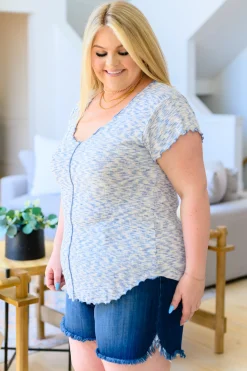 Count Me In Cap Sleeve Top in Blue