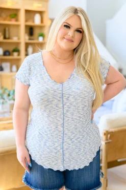 Count Me In Cap Sleeve Top in Blue