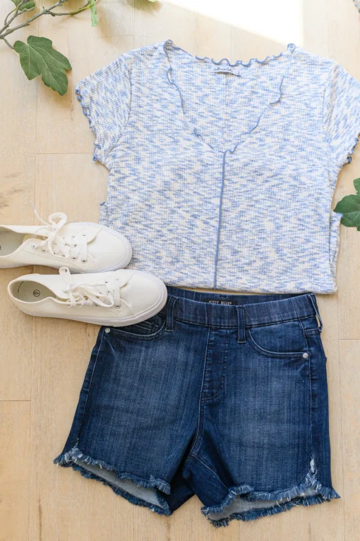 Count Me In Cap Sleeve Top in Blue