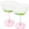 Coupe Glass Set by Lilly Pulitzer - Jade Lime/Pink Muse Ombre