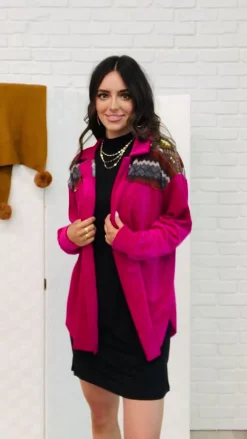 Cozy Cabin Days Sweater in Magenta