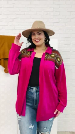 Cozy Cabin Days Sweater in Magenta