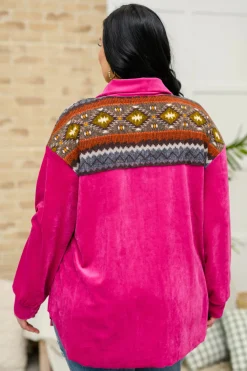 Cozy Cabin Days Sweater in Magenta
