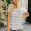 Cozy In Stripes Top in Gray