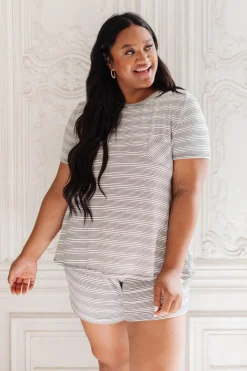 Cozy In Stripes Top in Gray