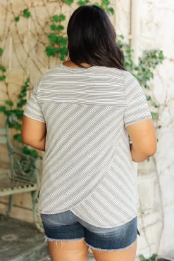 Cozy In Stripes Top in Gray