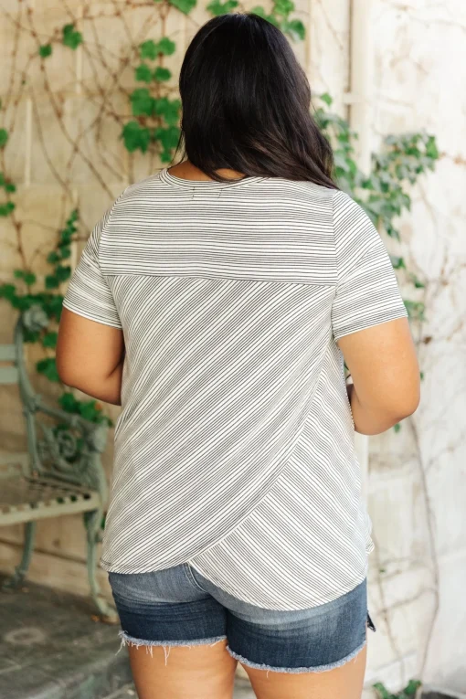Cozy In Stripes Top in Gray