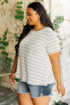 Cozy In Stripes Top in Gray